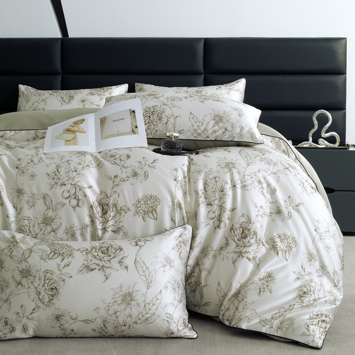 91家纺网 家纺一手货源 找家纺 （总）麦空家居 2025春夏水洗真丝贡缎埋绳四件套-繁花系列