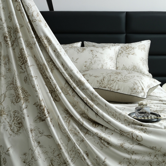 91家纺网 家纺一手货源 找家纺 （总）麦空家居 2025春夏水洗真丝贡缎埋绳四件套-繁花系列