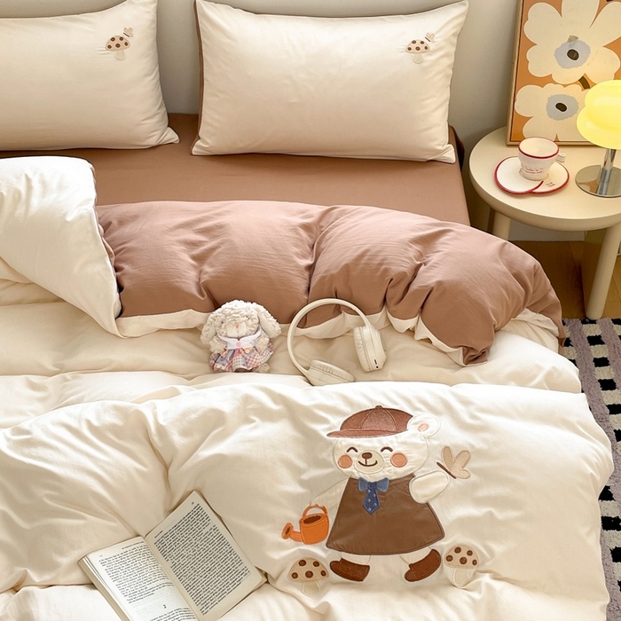 91家纺网 家纺一手货源 找家纺 （总）麦空家居 2025新款抗菌水洗皱棉贴布绣四件套学生三件套-糖果梦