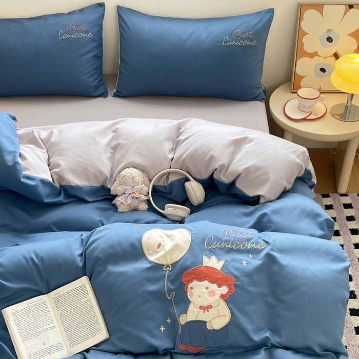 91家纺网 家纺一手货源 找家纺 （总）麦空家居 2025新款抗菌水洗皱棉贴布绣四件套学生三件套-糖果梦