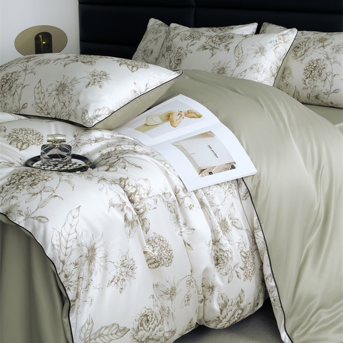 麦空家居 2025春夏水洗真丝贡缎埋绳四件套-繁花系列 叶