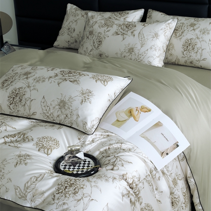 91家纺网 家纺一手货源 找家纺 麦空家居 2025春夏水洗真丝贡缎埋绳四件套-繁花系列 叶