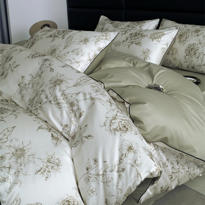 91家纺网 家纺一手货源 找家纺 麦空家居 2025春夏水洗真丝贡缎埋绳四件套-繁花系列 叶