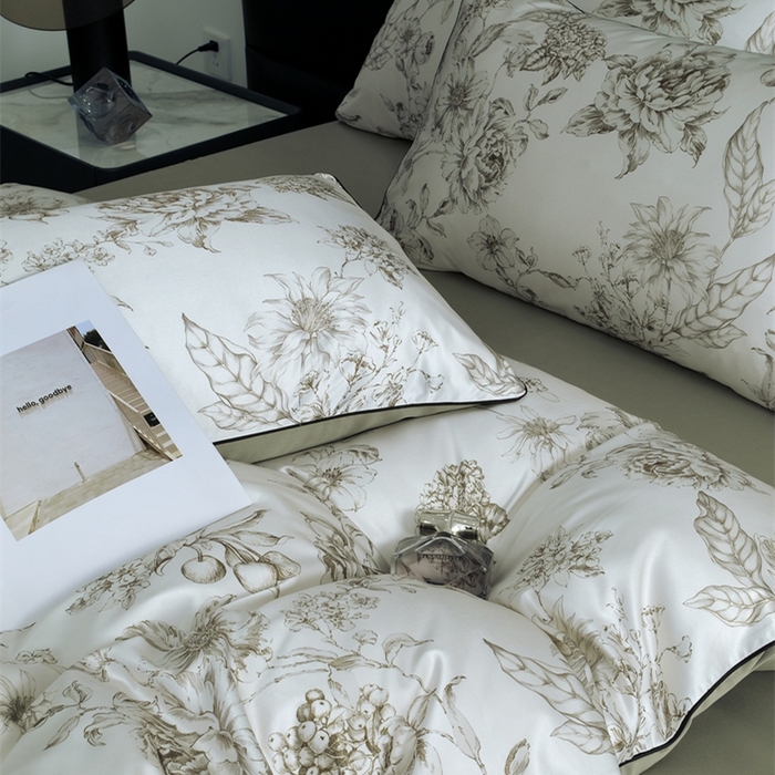 91家纺网 家纺一手货源 找家纺 麦空家居 2025春夏水洗真丝贡缎埋绳四件套-繁花系列 叶