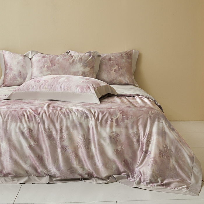 91家纺网 家纺一手货源 找家纺 （总）麦空家居 2025新款水洗贡缎印花四件套系列-半夏(高端礼盒)