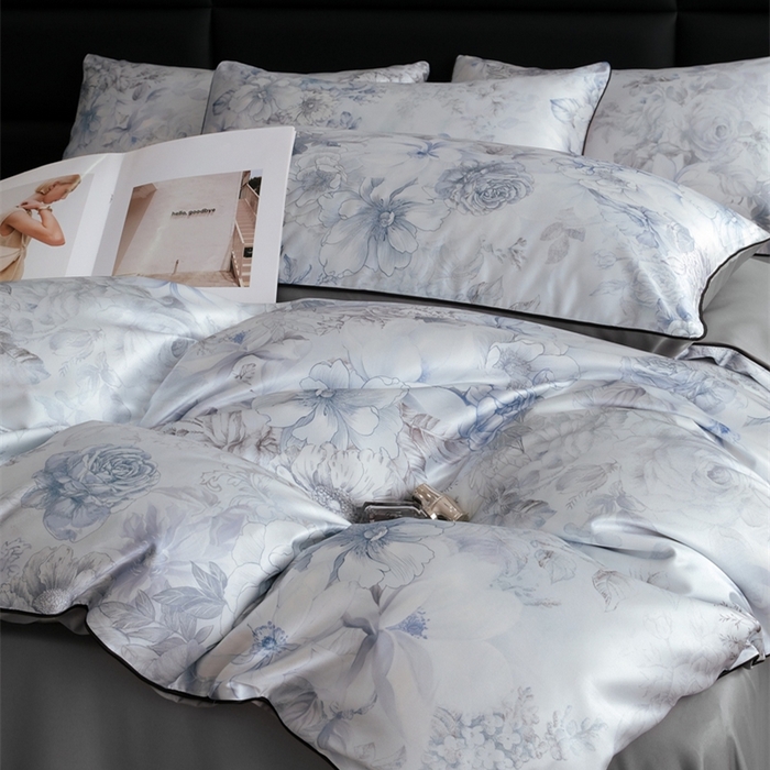 91家纺网 家纺一手货源 找家纺 麦空家居 2025春夏水洗真丝贡缎埋绳四件套-繁花系列 初夏