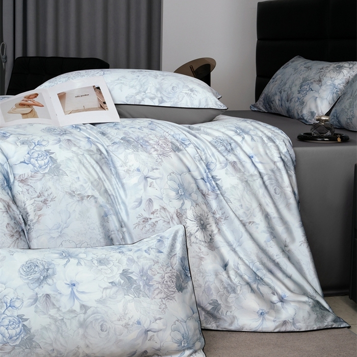 91家纺网 家纺一手货源 找家纺 麦空家居 2025春夏水洗真丝贡缎埋绳四件套-繁花系列 初夏