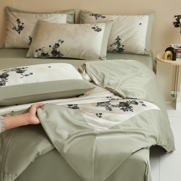 91家纺网 家纺一手货源 找家纺 麦空家居 2025新款水洗贡缎印花四件套系列-半夏(高端礼盒) 花语