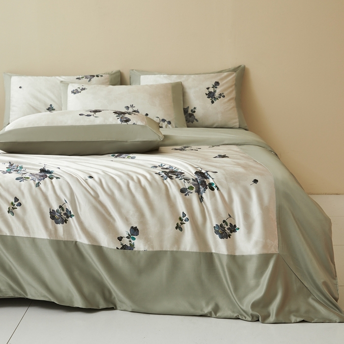 91家纺网 家纺一手货源 找家纺 麦空家居 2025新款水洗贡缎印花四件套系列-半夏(高端礼盒) 花语