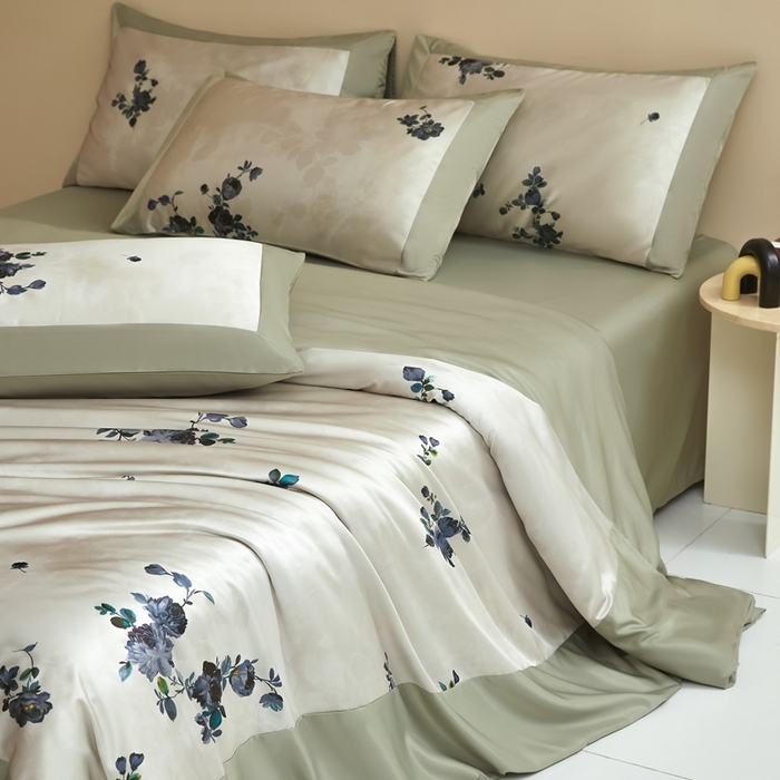 91家纺网 家纺一手货源 找家纺 麦空家居 2025新款水洗贡缎印花四件套系列-半夏(高端礼盒) 花语