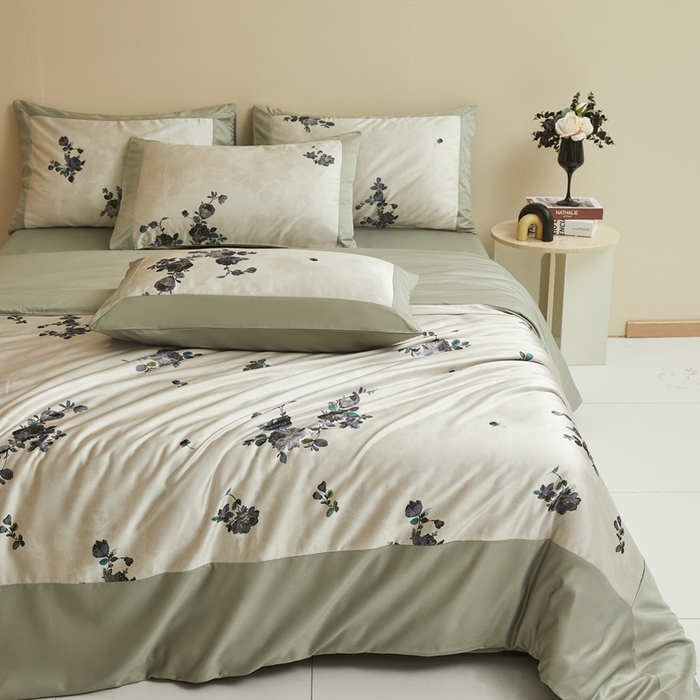 91家纺网 家纺一手货源 找家纺 麦空家居 2025新款水洗贡缎印花四件套系列-半夏(高端礼盒) 花语