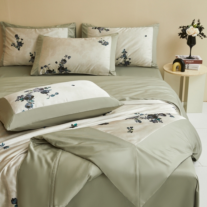 91家纺网 家纺一手货源 找家纺 麦空家居 2025新款水洗贡缎印花四件套系列-半夏(高端礼盒) 花语