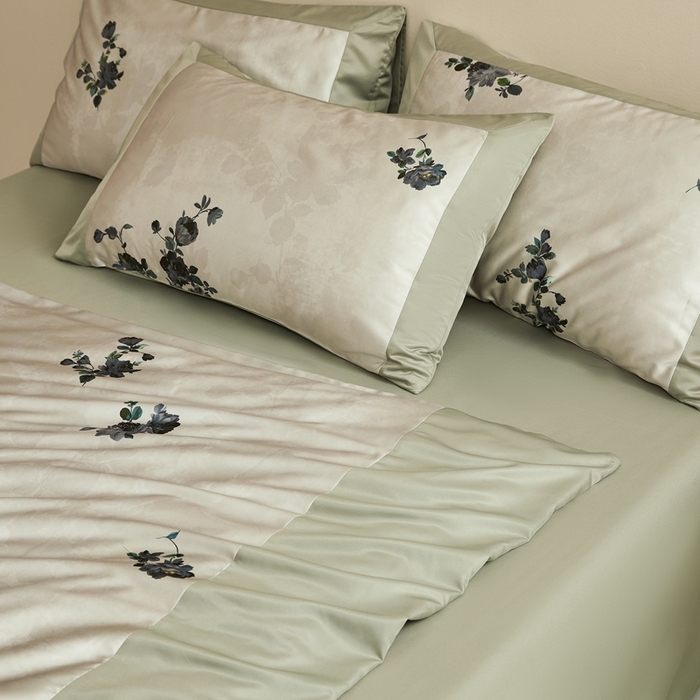 91家纺网 家纺一手货源 找家纺 麦空家居 2025新款水洗贡缎印花四件套系列-半夏(高端礼盒) 花语