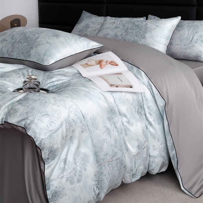 麦空家居 2025春夏水洗真丝贡缎埋绳四件套-繁花系列 槐