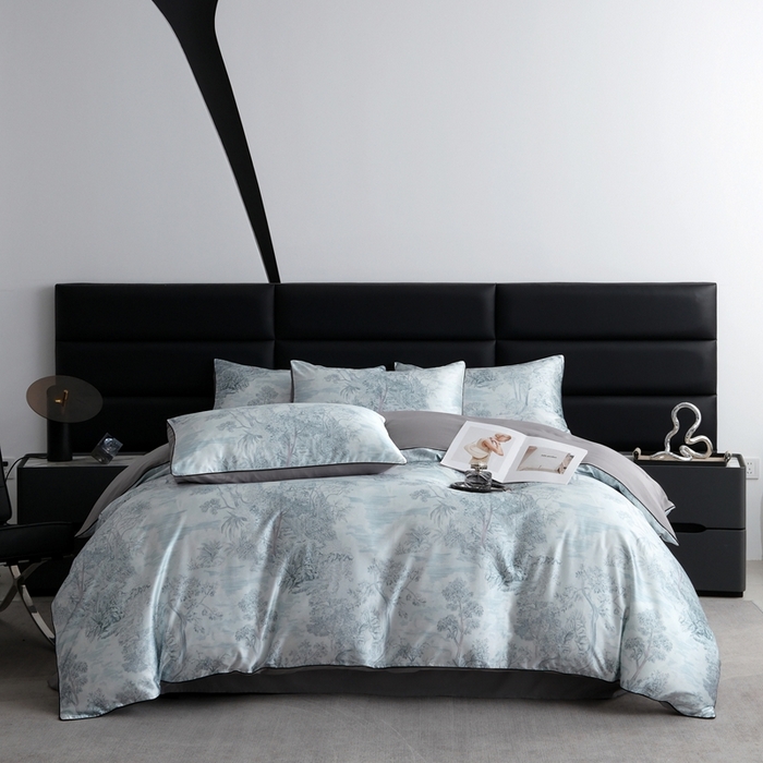 91家纺网 家纺一手货源 找家纺 麦空家居 2025春夏水洗真丝贡缎埋绳四件套-繁花系列 槐