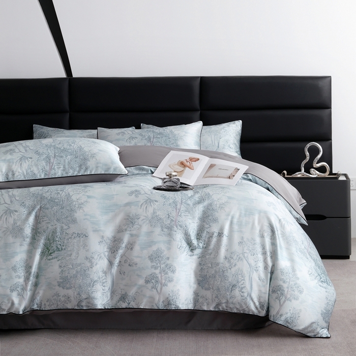 91家纺网 家纺一手货源 找家纺 麦空家居 2025春夏水洗真丝贡缎埋绳四件套-繁花系列 槐