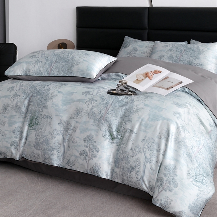 91家纺网 家纺一手货源 找家纺 麦空家居 2025春夏水洗真丝贡缎埋绳四件套-繁花系列 槐