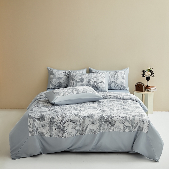 91家纺网 家纺一手货源 找家纺 麦空家居 2025新款水洗贡缎印花四件套系列-半夏(高端礼盒) 芭蕉