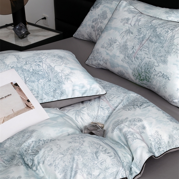 91家纺网 家纺一手货源 找家纺 麦空家居 2025春夏水洗真丝贡缎埋绳四件套-繁花系列 槐