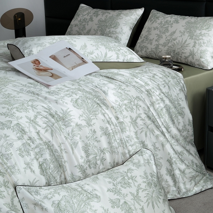 91家纺网 家纺一手货源 找家纺 麦空家居 2025春夏水洗真丝贡缎埋绳四件套-繁花系列 铃兰