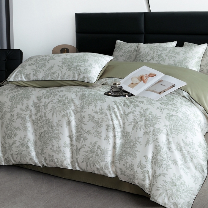 91家纺网 家纺一手货源 找家纺 麦空家居 2025春夏水洗真丝贡缎埋绳四件套-繁花系列 铃兰