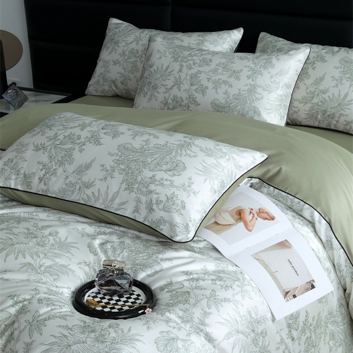 91家纺网 家纺一手货源 找家纺 麦空家居 2025春夏水洗真丝贡缎埋绳四件套-繁花系列 铃兰