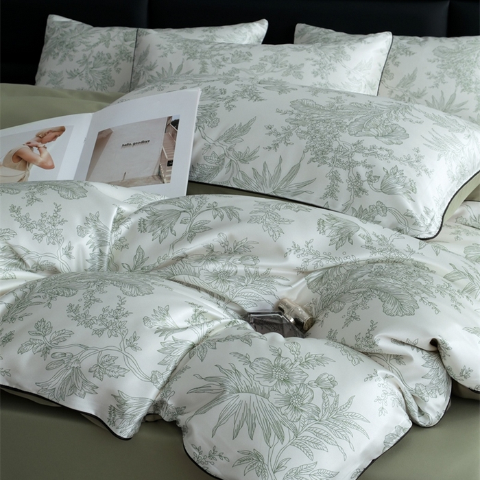 91家纺网 家纺一手货源 找家纺 麦空家居 2025春夏水洗真丝贡缎埋绳四件套-繁花系列 铃兰