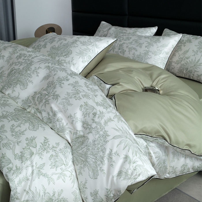 91家纺网 家纺一手货源 找家纺 麦空家居 2025春夏水洗真丝贡缎埋绳四件套-繁花系列 铃兰