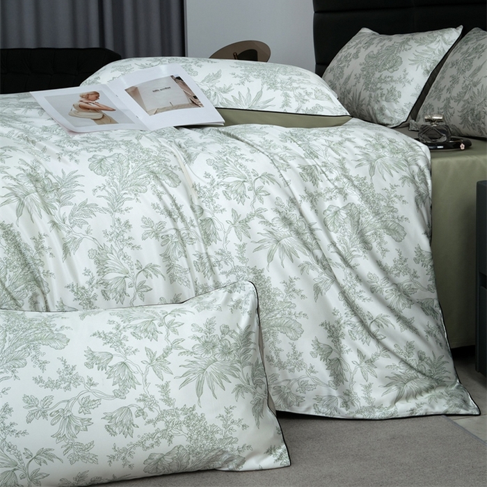 91家纺网 家纺一手货源 找家纺 麦空家居 2025春夏水洗真丝贡缎埋绳四件套-繁花系列 铃兰