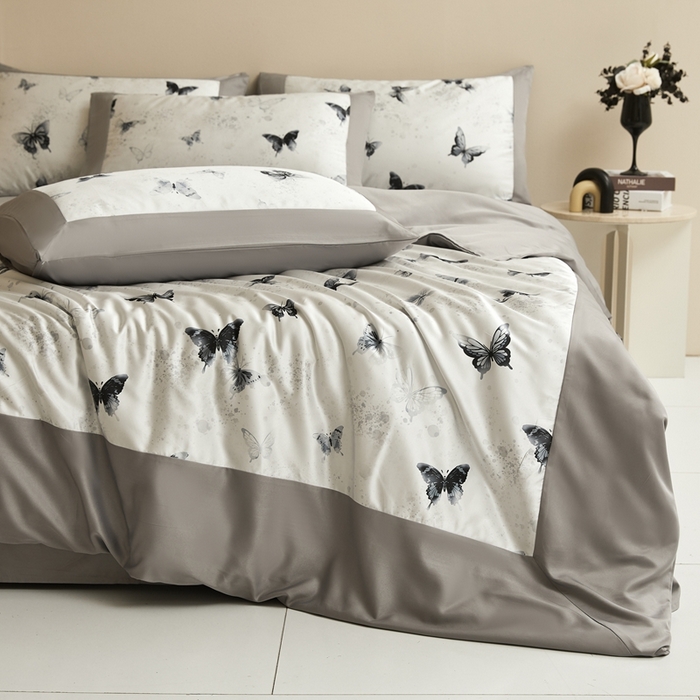 麦空家居 2025新款水洗贡缎印花四件套系列-半夏(高端礼盒) 蝶语