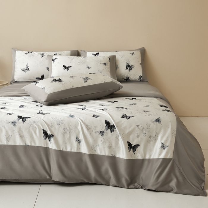 91家纺网 家纺一手货源 找家纺 麦空家居 2025新款水洗贡缎印花四件套系列-半夏(高端礼盒) 蝶语