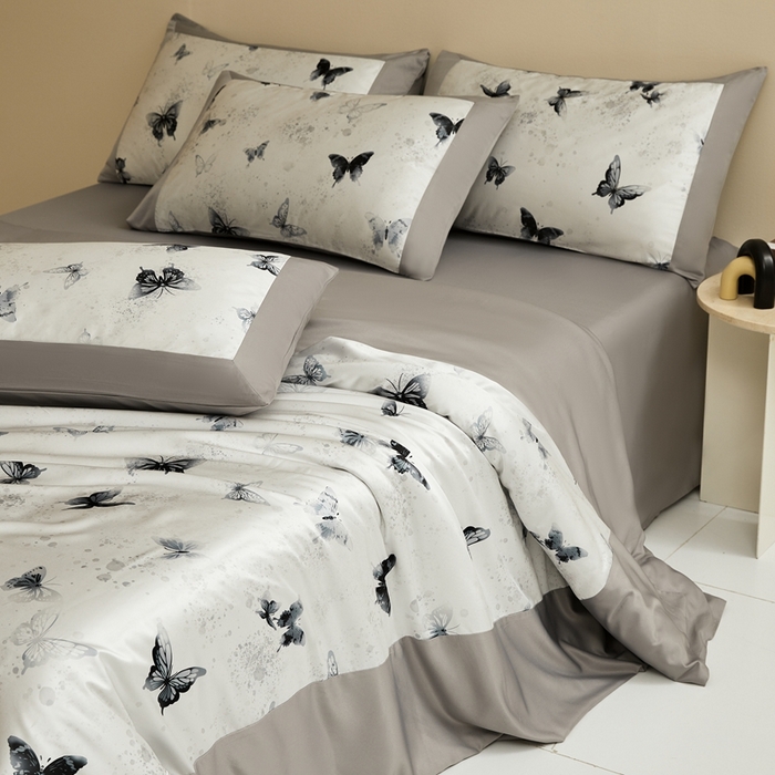 91家纺网 家纺一手货源 找家纺 麦空家居 2025新款水洗贡缎印花四件套系列-半夏(高端礼盒) 蝶语