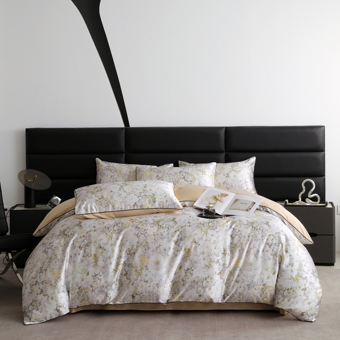 91家纺网 家纺一手货源 找家纺 麦空家居 2025春夏水洗真丝贡缎埋绳四件套-繁花系列 莫奈