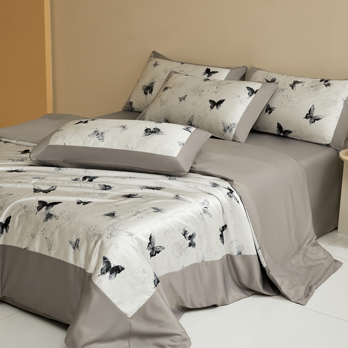 91家纺网 家纺一手货源 找家纺 麦空家居 2025新款水洗贡缎印花四件套系列-半夏(高端礼盒) 蝶语