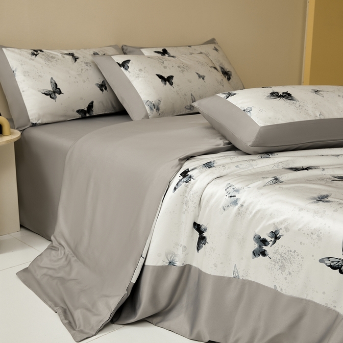 91家纺网 家纺一手货源 找家纺 麦空家居 2025新款水洗贡缎印花四件套系列-半夏(高端礼盒) 蝶语