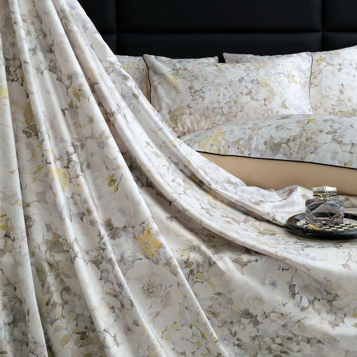 91家纺网 家纺一手货源 找家纺 麦空家居 2025春夏水洗真丝贡缎埋绳四件套-繁花系列 莫奈