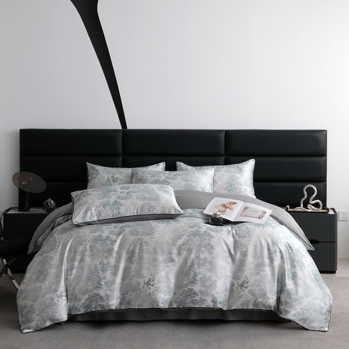 91家纺网 家纺一手货源 找家纺 麦空家居 2025春夏水洗真丝贡缎埋绳四件套-繁花系列 松