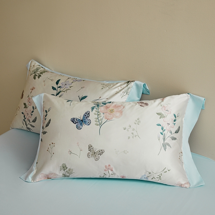 91家纺网 家纺一手货源 找家纺 麦空家居 2025新款水洗贡缎印花四件套系列-半夏(高端礼盒) 蝶恋花