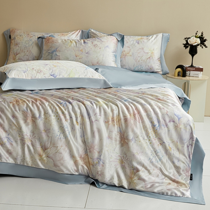 麦空家居 2025新款水洗贡缎印花四件套系列-半夏(高端礼盒) 花间棠