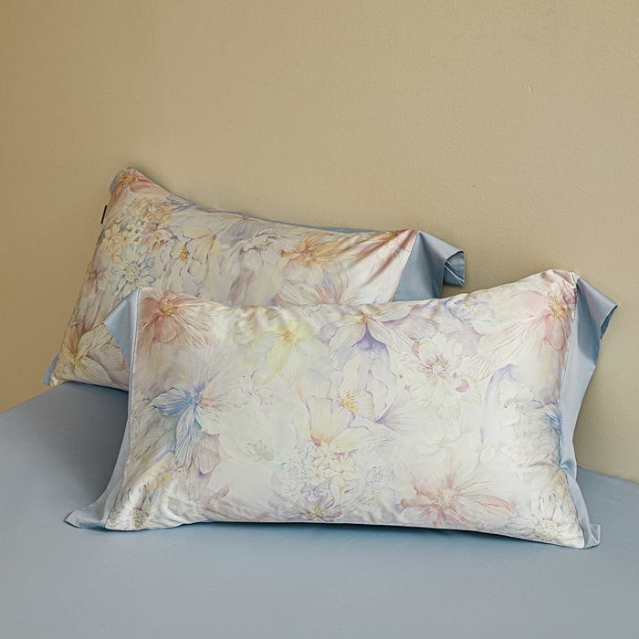 91家纺网 家纺一手货源 找家纺 麦空家居 2025新款水洗贡缎印花四件套系列-半夏(高端礼盒) 花间棠