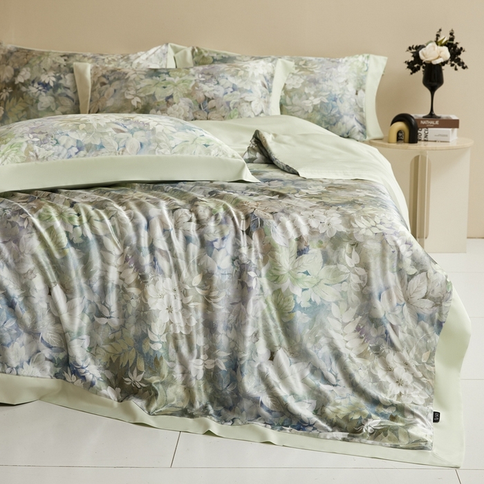 91家纺网 家纺一手货源 找家纺 麦空家居 2025新款水洗贡缎印花四件套系列-半夏(高端礼盒) 林间里