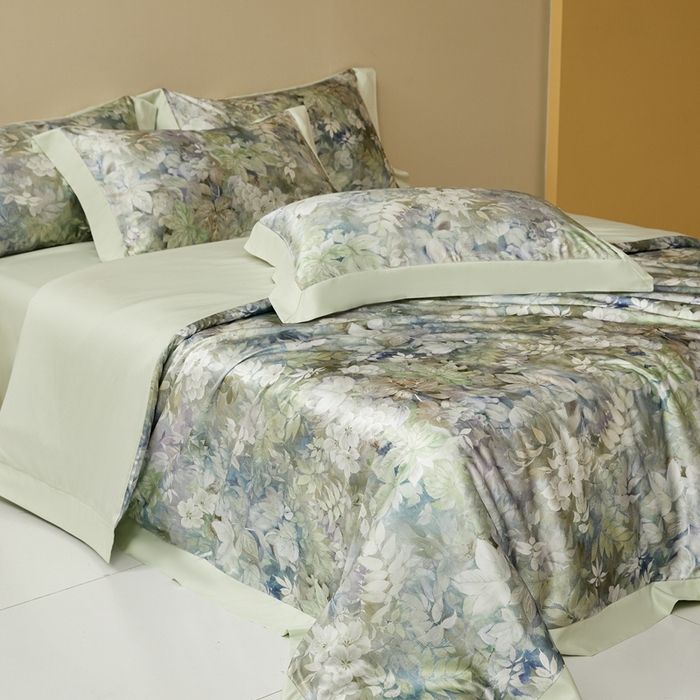 91家纺网 家纺一手货源 找家纺 麦空家居 2025新款水洗贡缎印花四件套系列-半夏(高端礼盒) 林间里