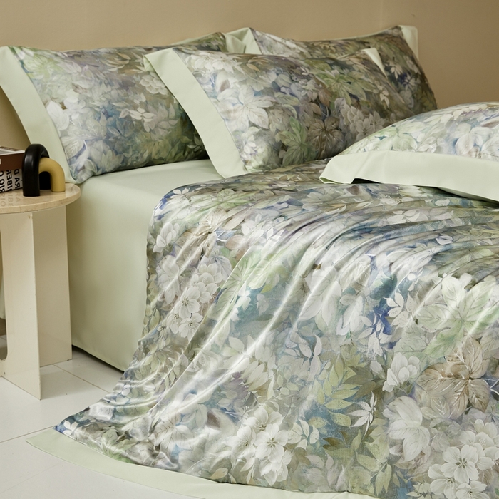 91家纺网 家纺一手货源 找家纺 麦空家居 2025新款水洗贡缎印花四件套系列-半夏(高端礼盒) 林间里