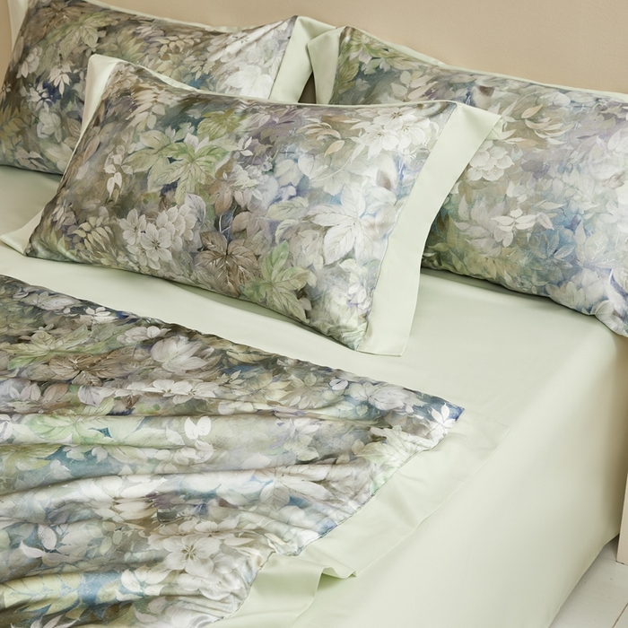 91家纺网 家纺一手货源 找家纺 麦空家居 2025新款水洗贡缎印花四件套系列-半夏(高端礼盒) 林间里