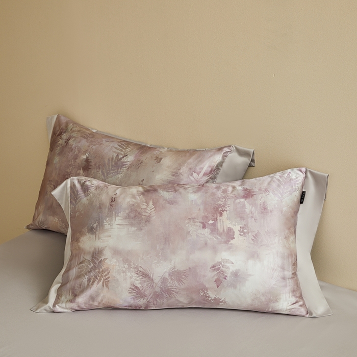 91家纺网 家纺一手货源 找家纺 麦空家居 2025新款水洗贡缎印花四件套系列-半夏(高端礼盒) 烟粉絮