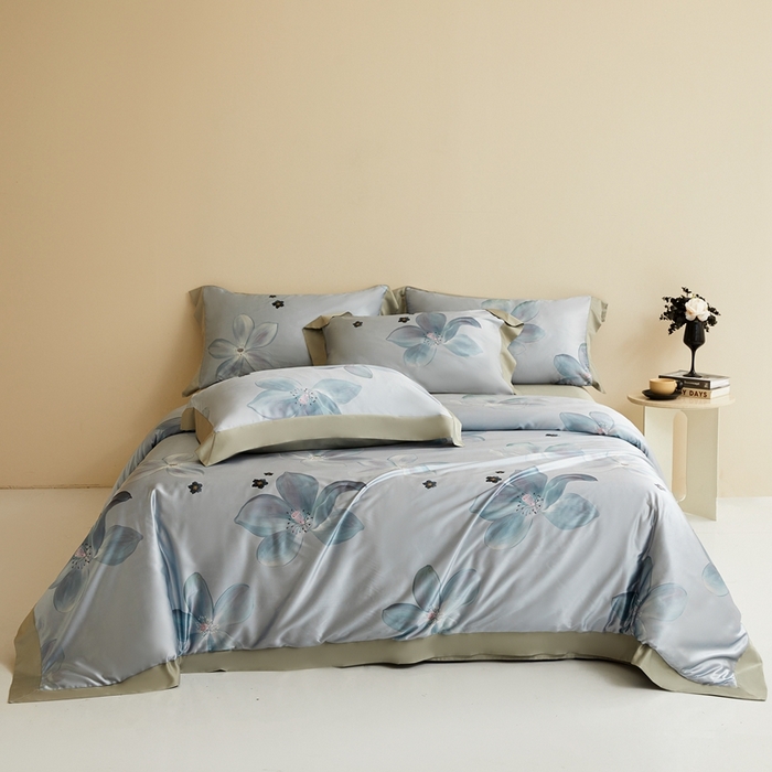 91家纺网 家纺一手货源 找家纺 麦空家居 2025新款水洗贡缎印花四件套系列-半夏(高端礼盒) 仲夏漪