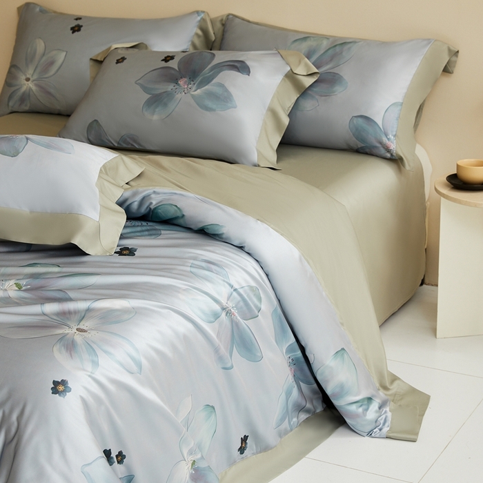 91家纺网 家纺一手货源 找家纺 麦空家居 2025新款水洗贡缎印花四件套系列-半夏(高端礼盒) 仲夏漪