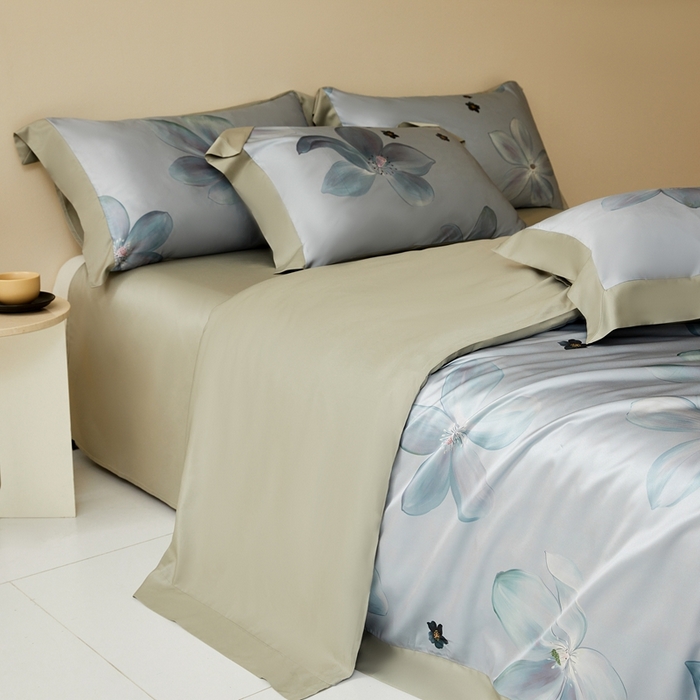 91家纺网 家纺一手货源 找家纺 麦空家居 2025新款水洗贡缎印花四件套系列-半夏(高端礼盒) 仲夏漪