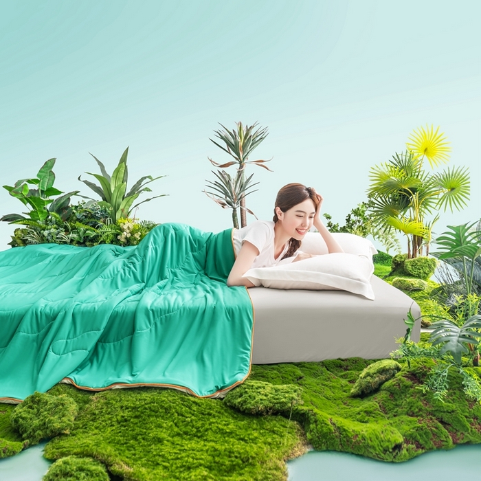 91家纺网 家纺一手货源 找家纺 麦空家居 2025新款A类氨纶凉感丝西瓜抗菌空调被夏被 西瓜绿