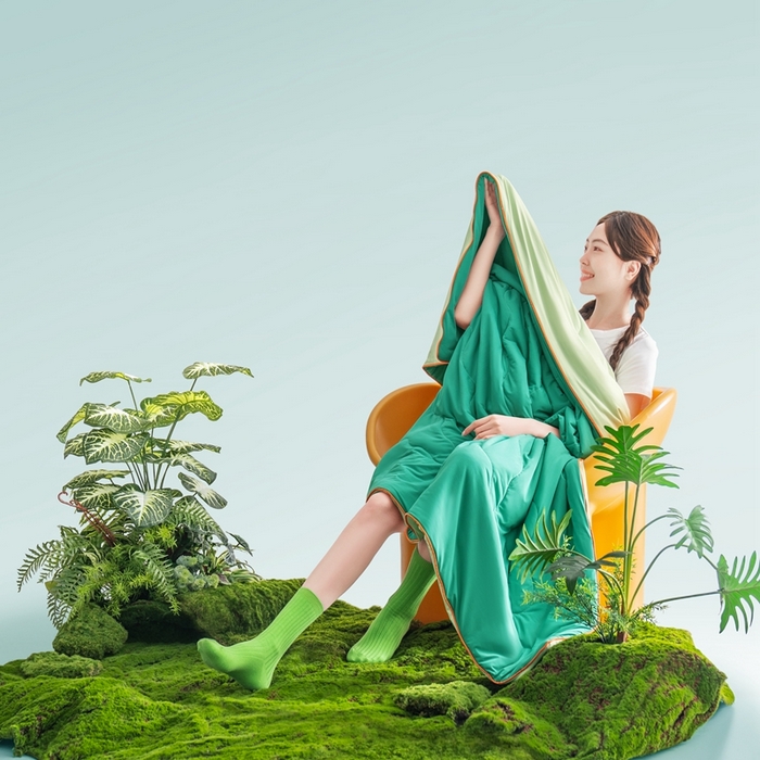 91家纺网 家纺一手货源 找家纺 麦空家居 2025新款A类氨纶凉感丝西瓜抗菌空调被夏被 西瓜绿